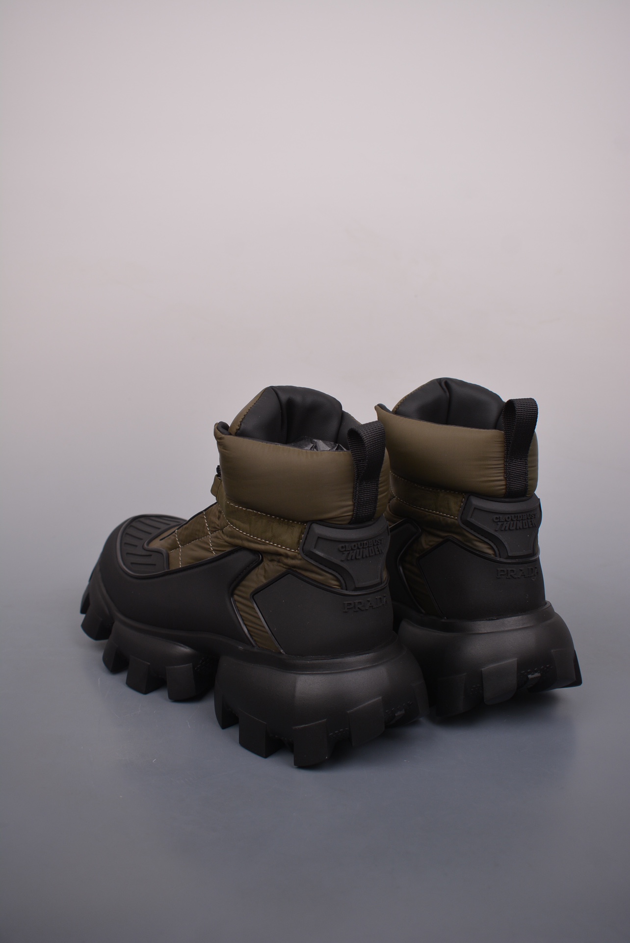 Prada Downtown High Top Sneakers Army Green