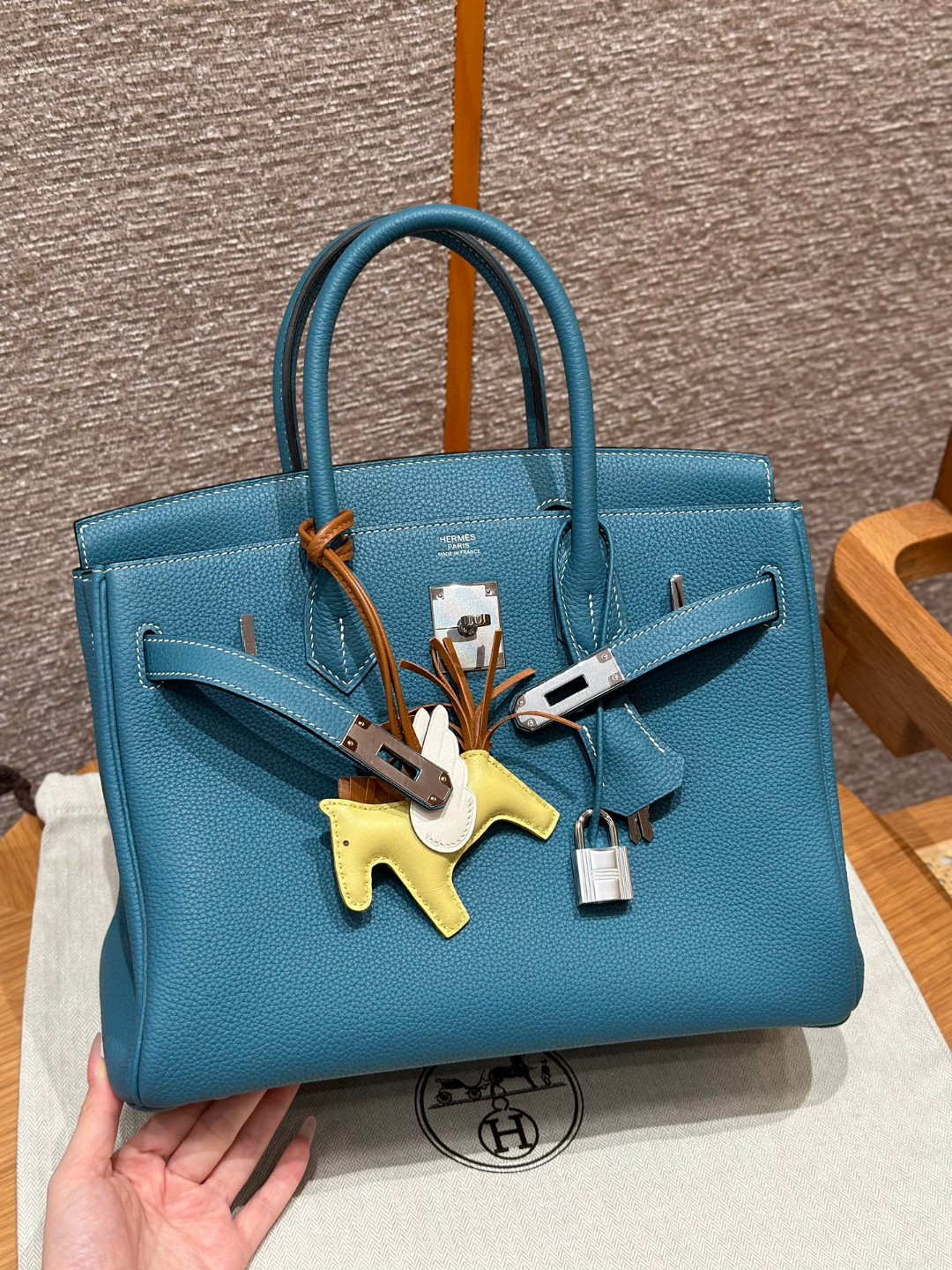 Hermès Birkin 75 Blue Jean Handbag (Handmade to Order)