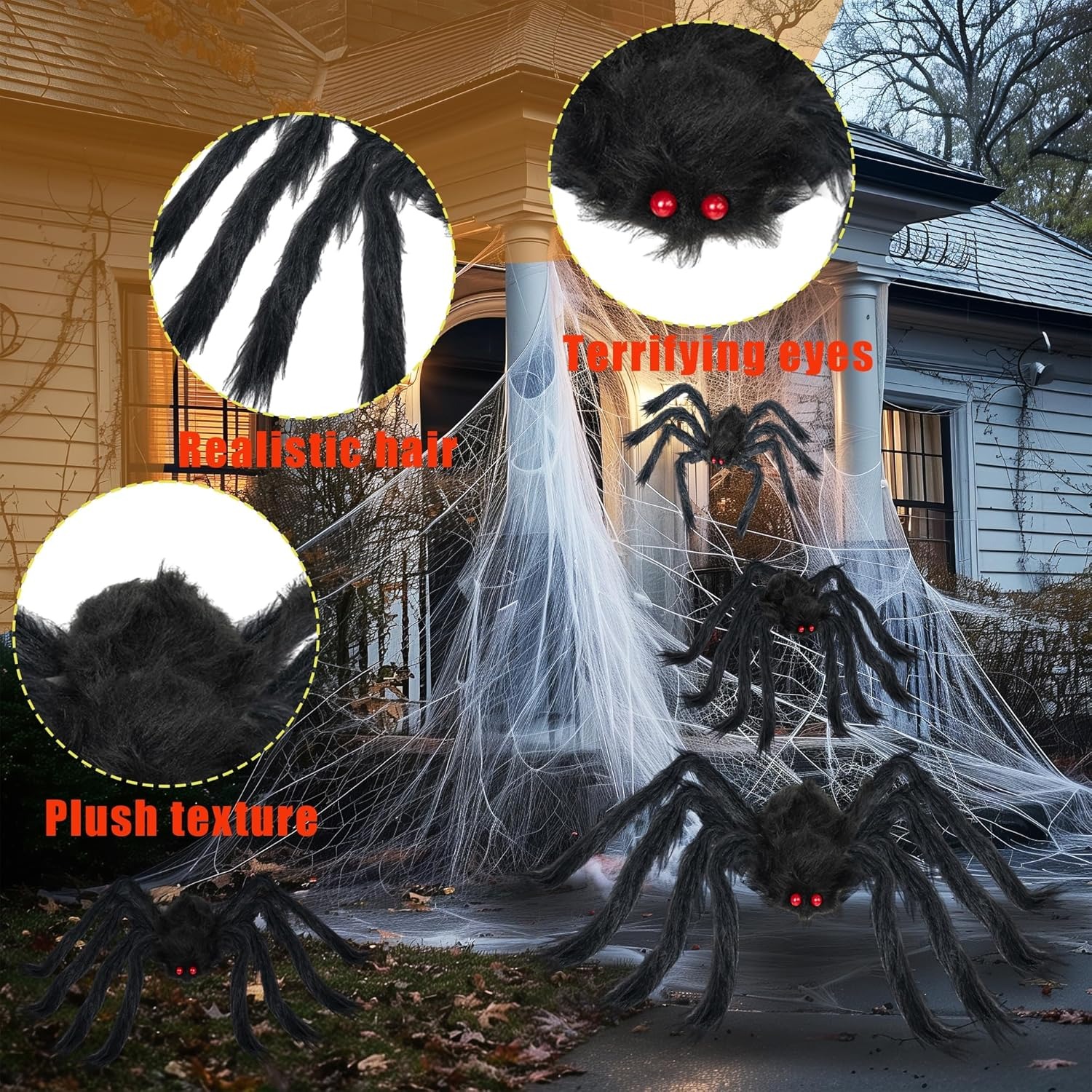 ✨Flash Sale✨Halloween Spider Web Decoration with 3 Spiders