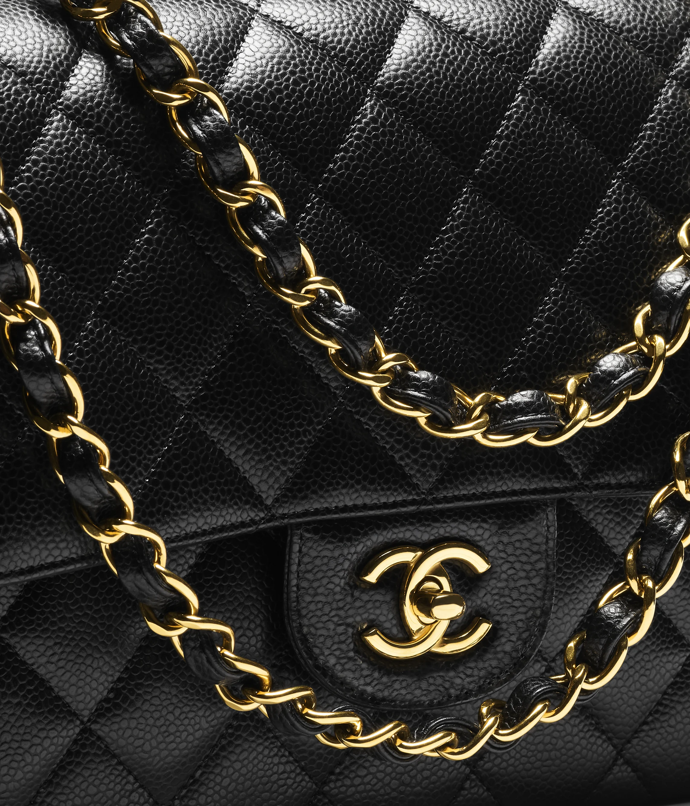 Chanel Small Classic Bag Grained Calfskin Gold Metal Black A01113-Y01864-C3906