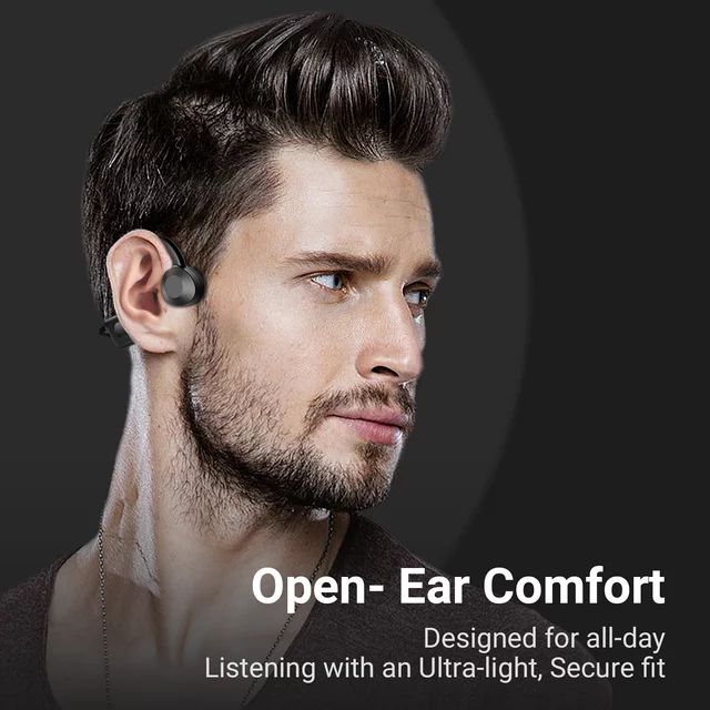 Bone Conduction Headphones Bluetooth 5.0,Wireless Open Ear Headphones with Built-in Mic,Waterproof Earphones,Sweatproof Sports Headset for Running,Cycling,Hiking,Gym,Climbing & Driving