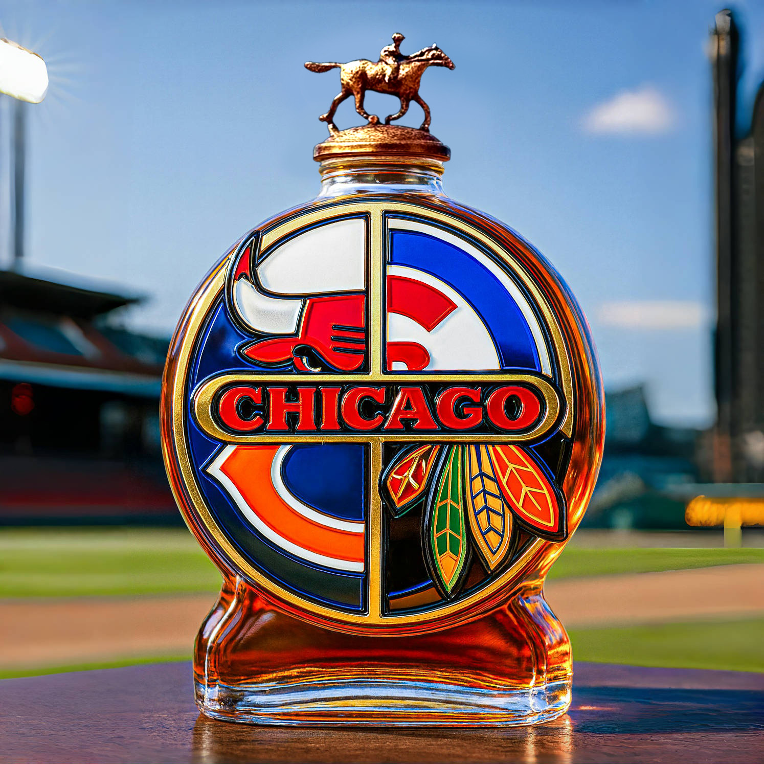 “CHICAGO · FOUR LEGENDS” — United Tribute Whiskey Bottle