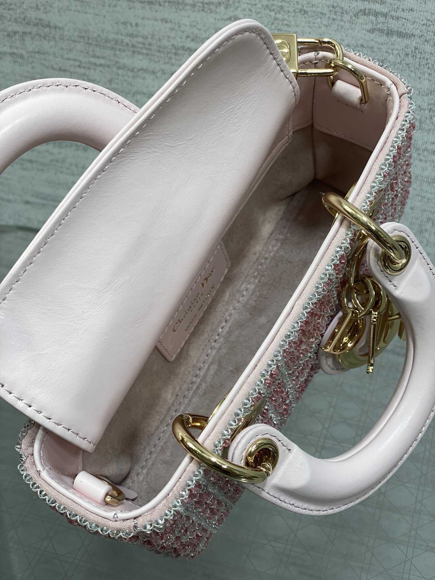Dior Lady Limited Edition Heavy Beads Horizontal Version Princess Diana Bag