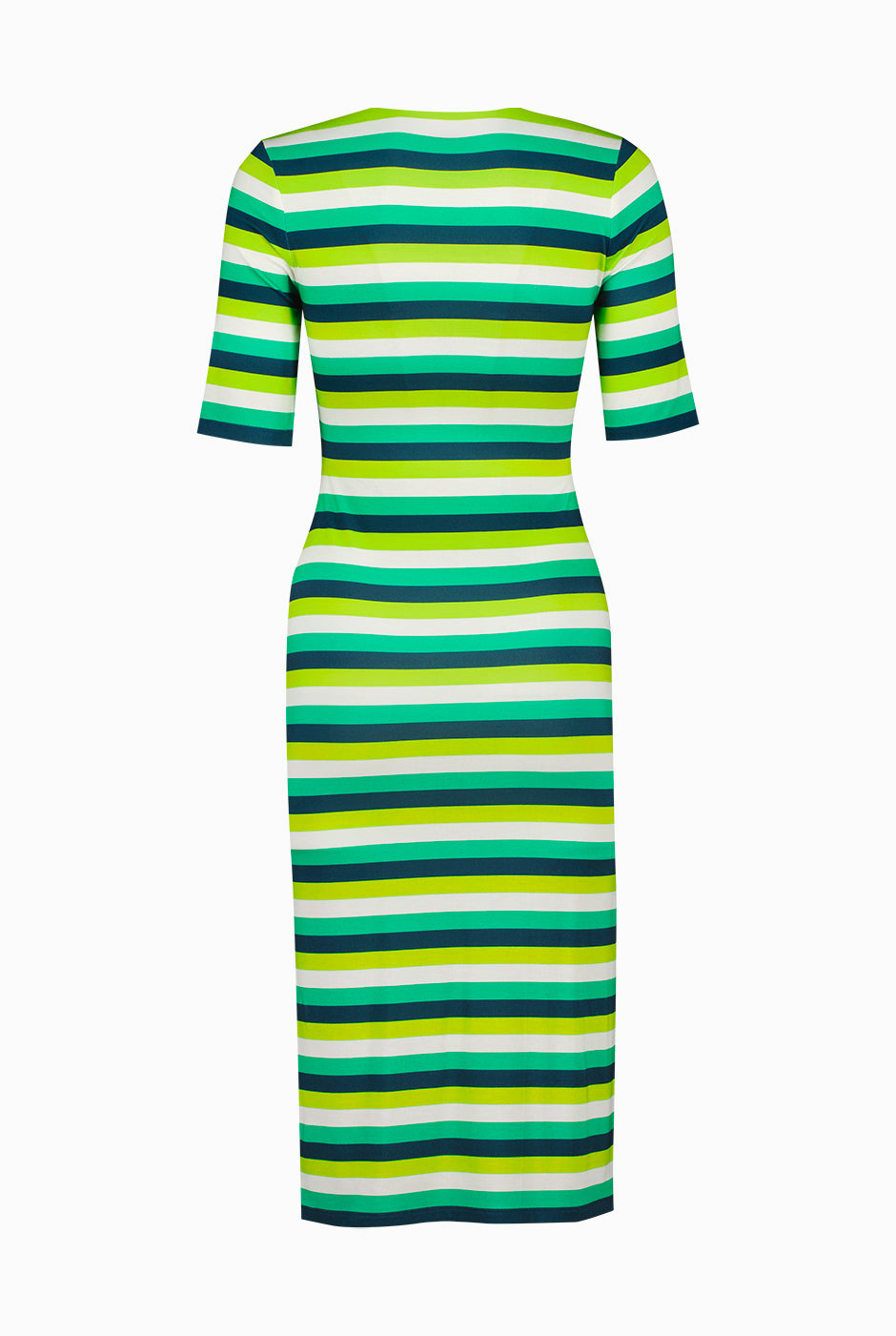 Vestido midi ajustado de estampado de rayas