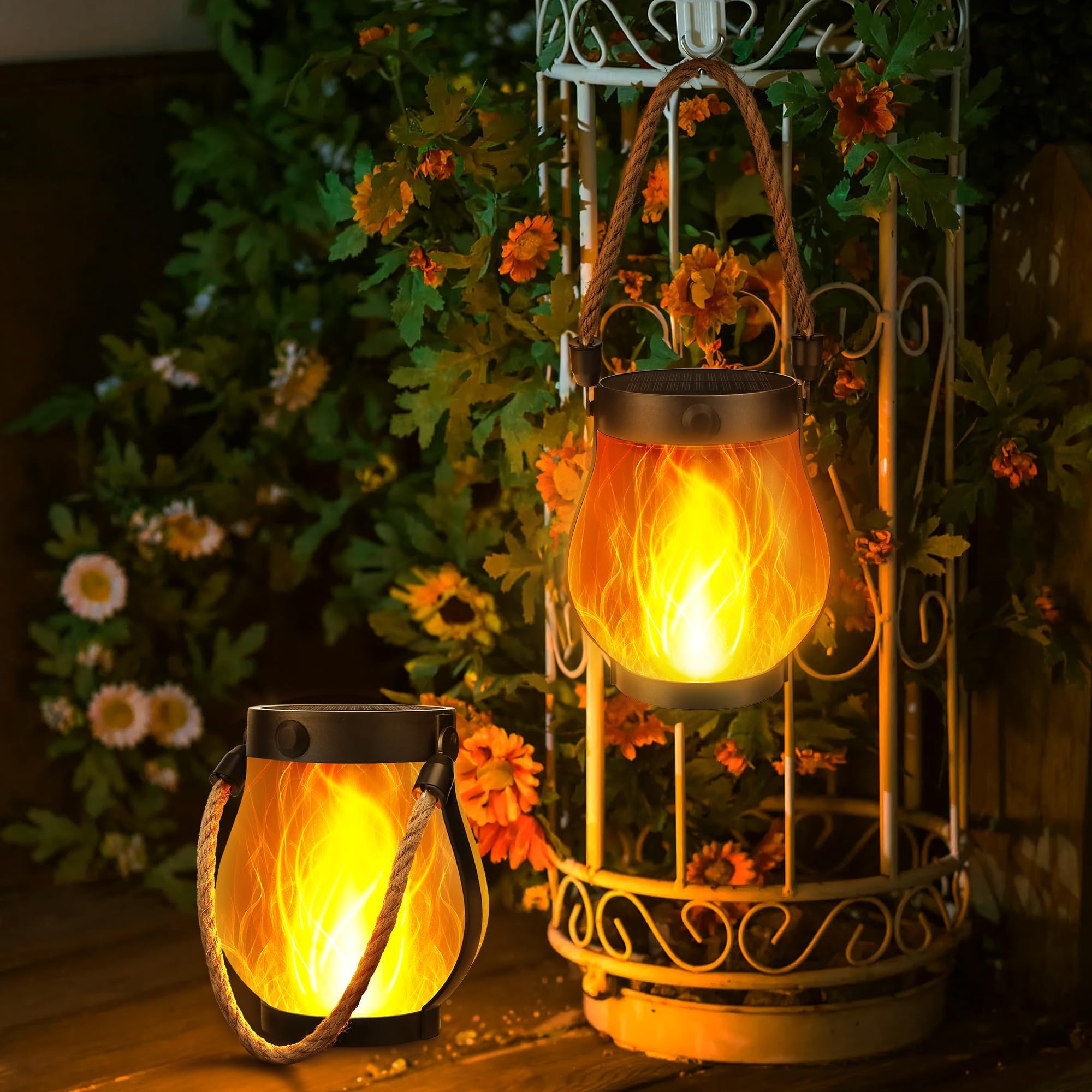 🔥ON SALE 59% OFF🔥Flickering Flame Garden Solar Lights with Dual Charging USB & Solar