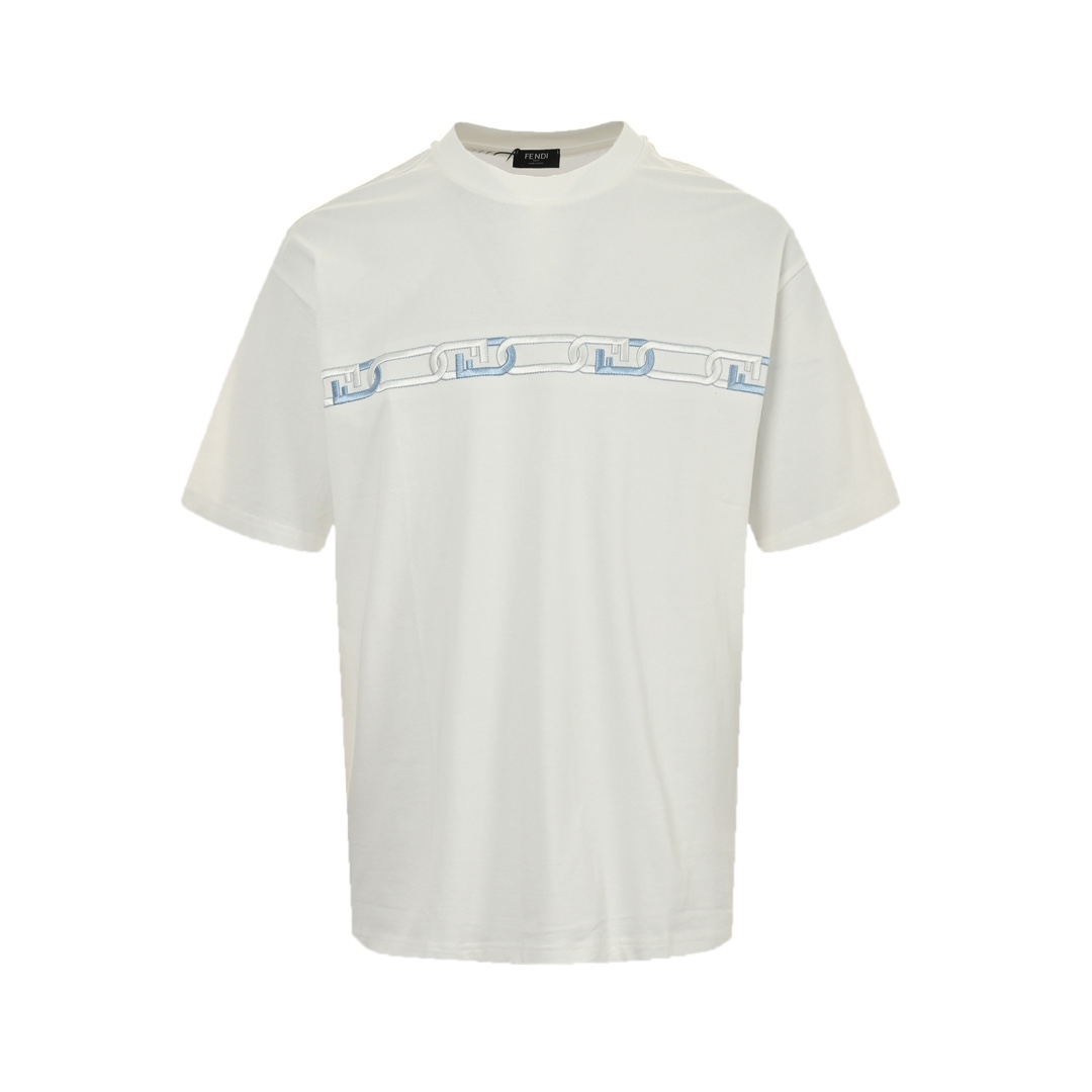 Fendi 24ss colorful letter embroidered short sleeve