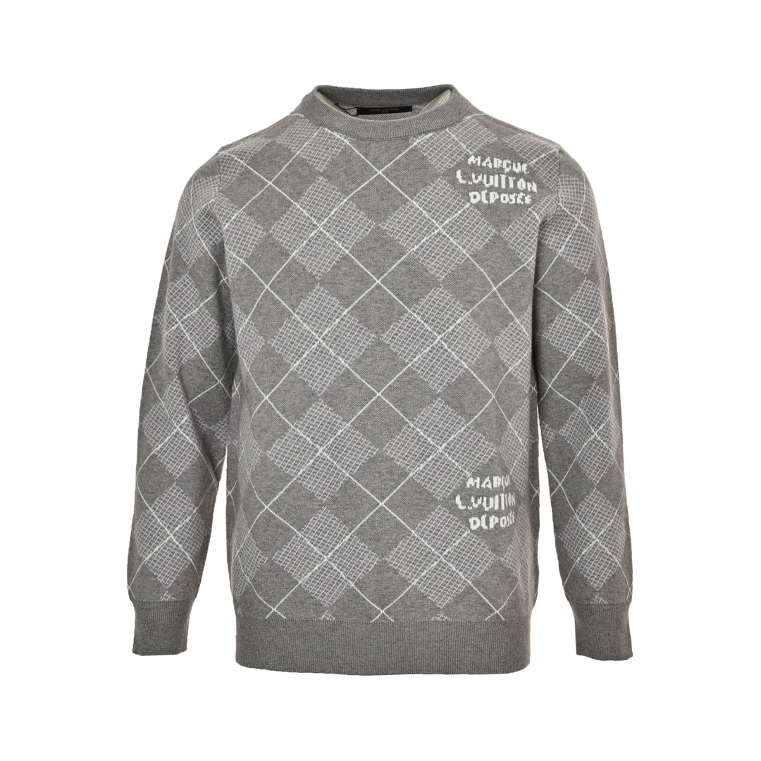 Louis Vuitton 24Fw diamond check cashmere and wool knit sweater