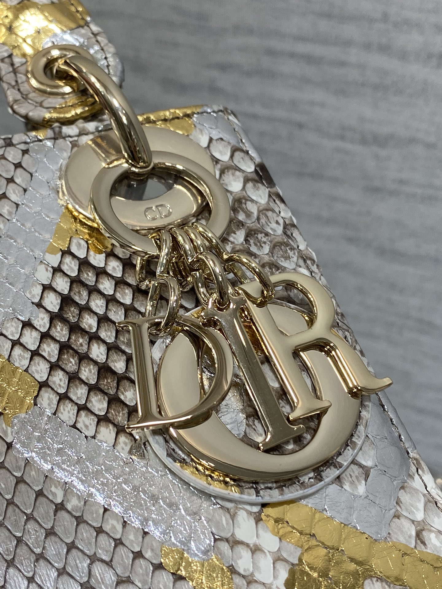 Dior Lady three-grid rare snakeskin Princess Diana bag