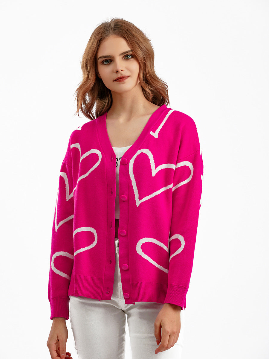 European And American Knitwear Sweater Love Short Cardigan Coat