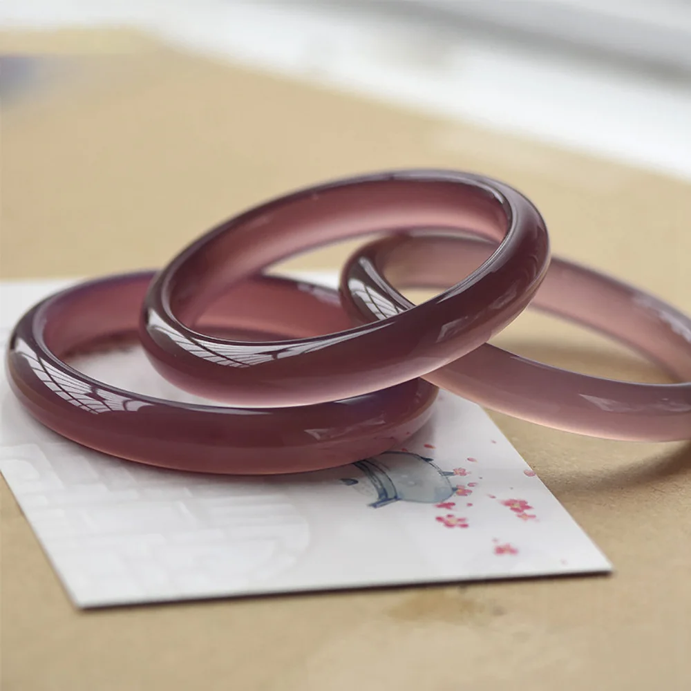 Natural Violet Jade Bangle Charm Jadeite Brazilian Ice Jade Jewelry Women's Bracelets Gift For Mother Items With Free Shipping