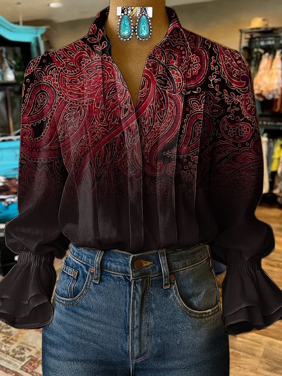 Women's Vintage Casual Western Floral Shirt