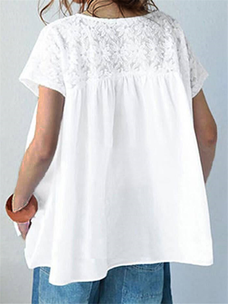 Lace Patchwork Pleated A Line Tunic