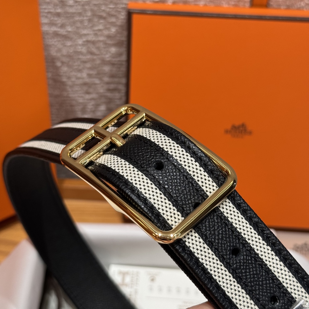 Hermès Half Cod Riviera double-faced leather belt, 3.8cm wide