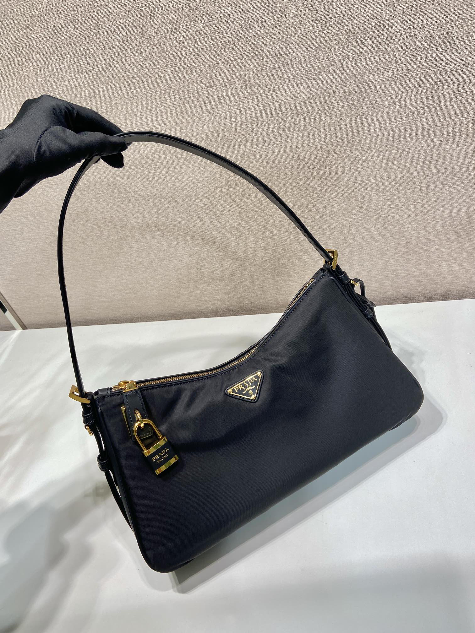 Prada Tessuto Locker nylon lock shoulder bag 1BC232