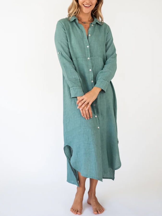Women's Solid Color Cotton Linen Dress