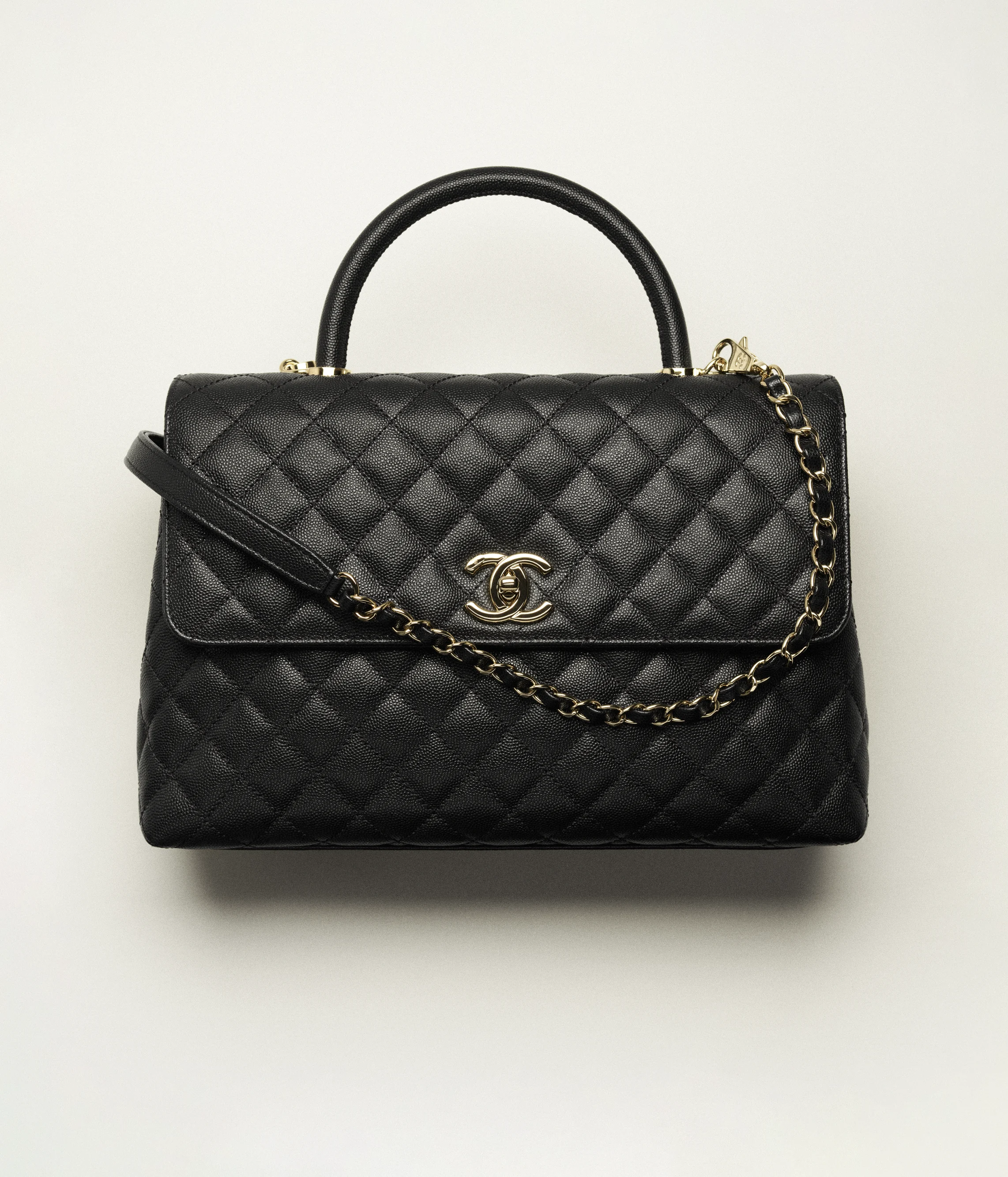 Chanel Maxi Flap Bag with Top Handle Grained Calfskin & Gold-Tone Metal Black A92992-B05061-94305