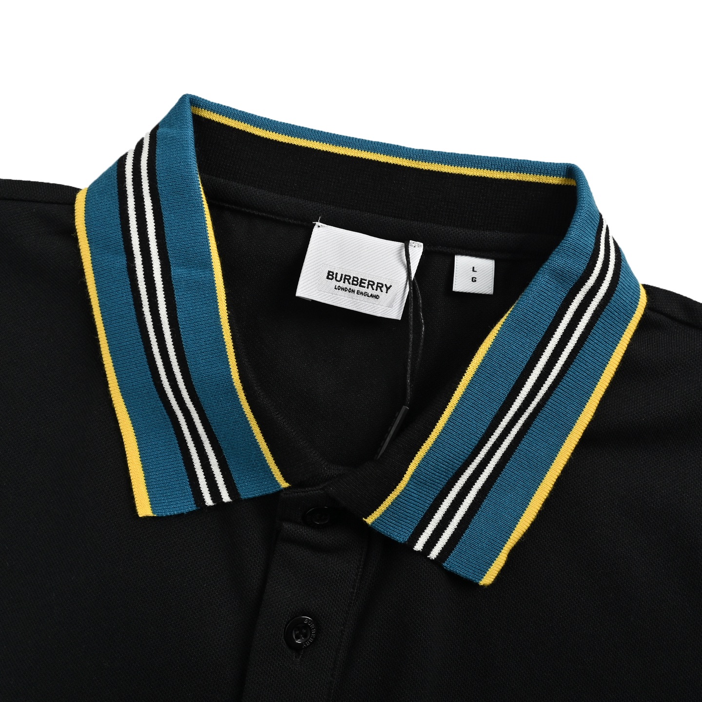 Burberry 25ss color stripe ribbed Polo short sleeve