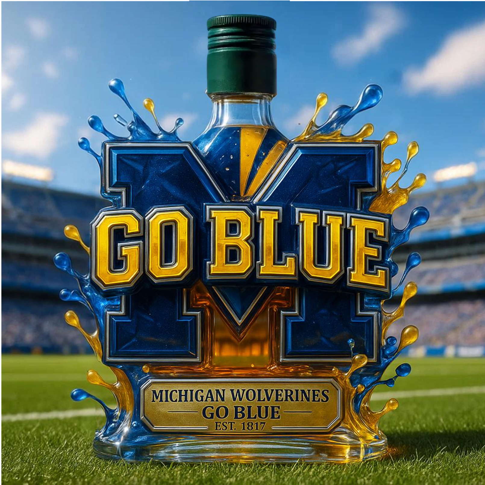 University of Michigan Wolverines “Go Blue” Commemorative Whiskey Bottle 💙🏈👑