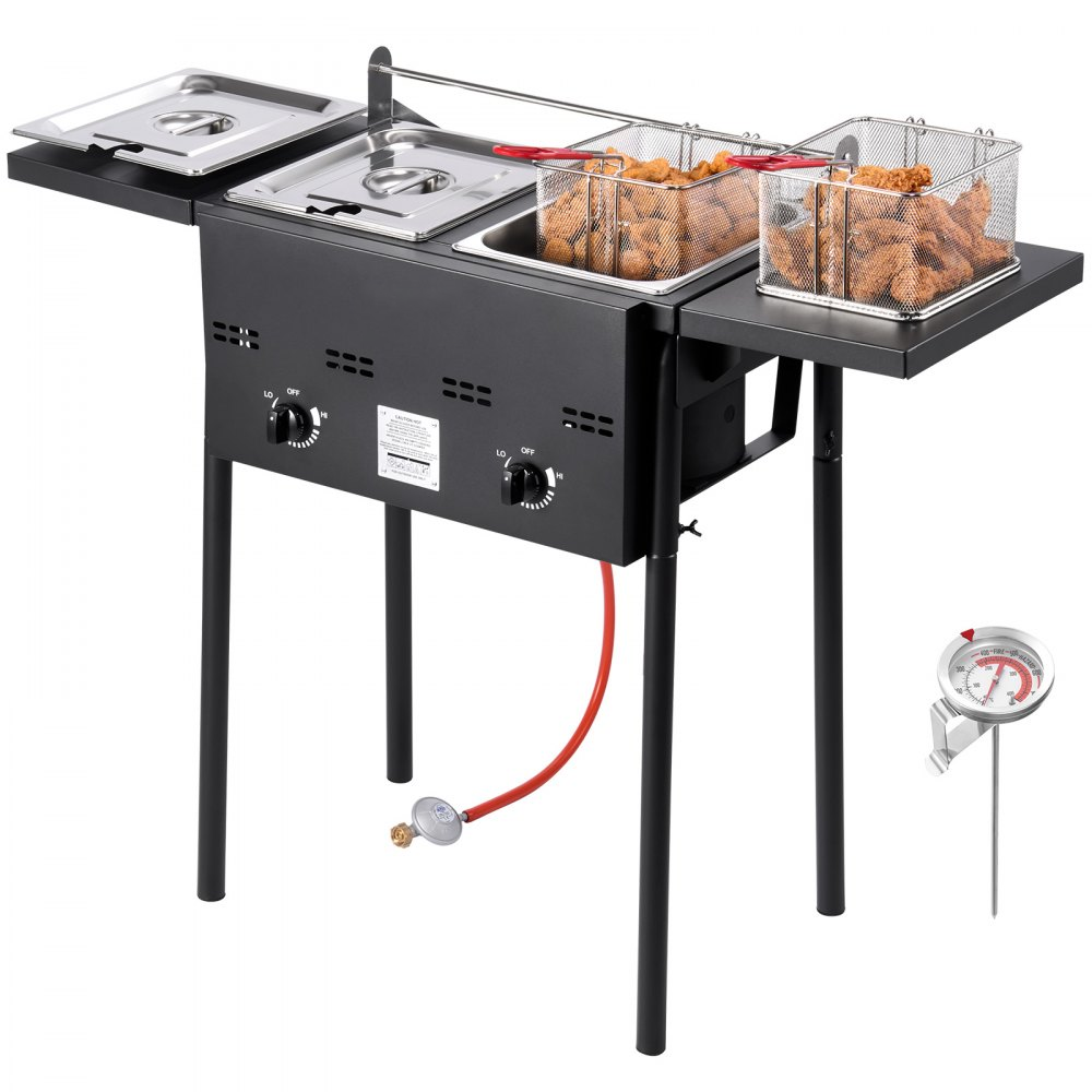 ⚡️Factory wholesale promotion 80% OFF⚡️ Outdoor Propane Deep Fryer, Dual-Tank 8QTx2 Commercial Fryer