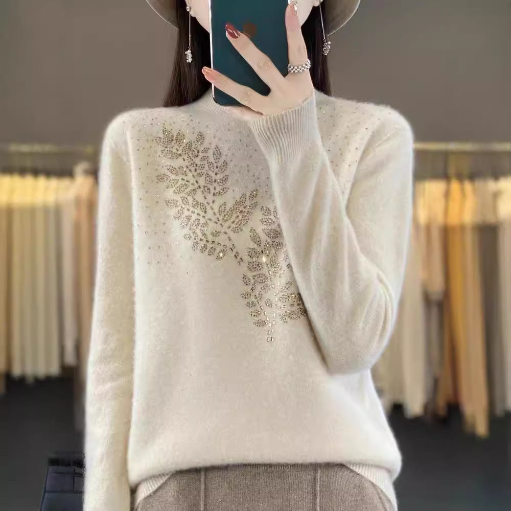Women's Loose Versatile Semi-High Neck Knitted Sweater