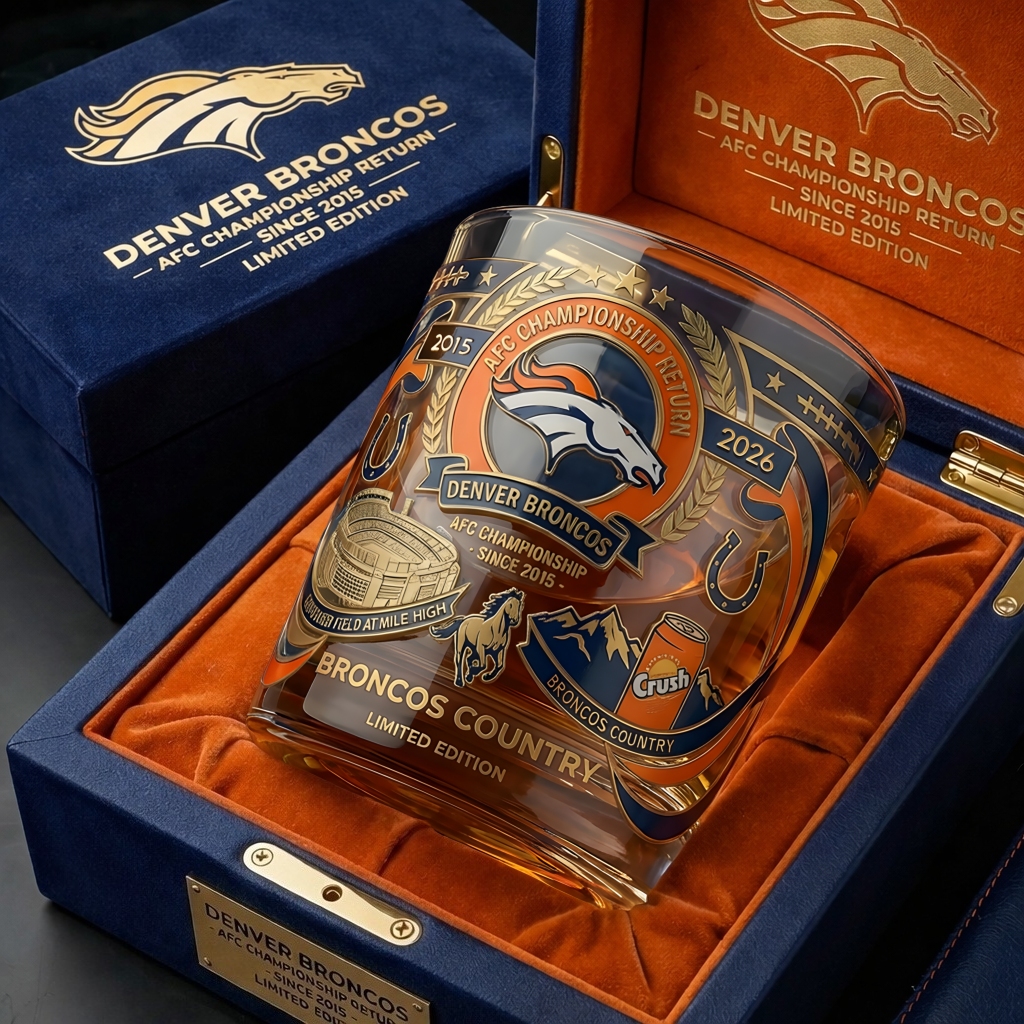 🥃Denver Broncos – AFC Championship Return Whiskey Glass