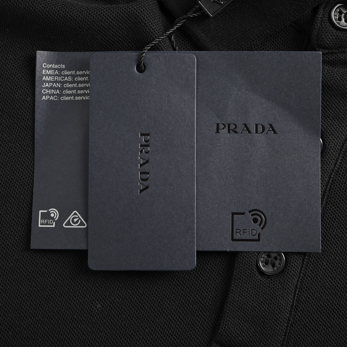 Prada triangle logo denim short sleeve shirt
