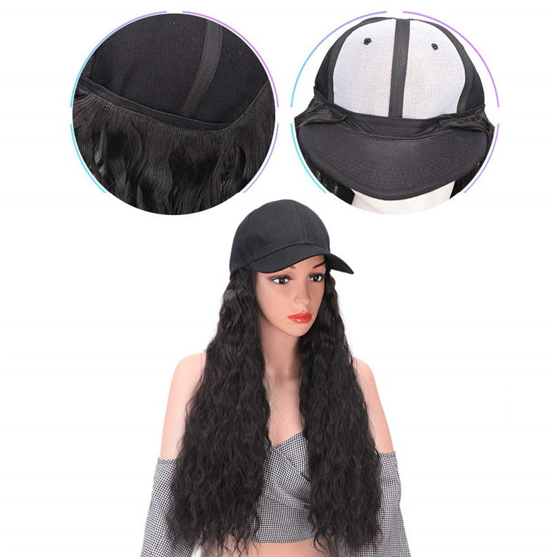 Luna wigs Synthetic Long Wave Baseball Cap with Hair