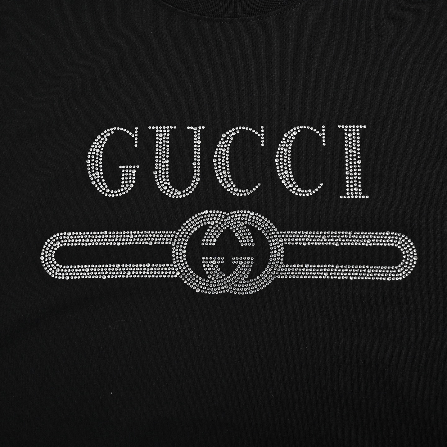 Gucci 25ss hot diamond lettering logo short sleeve