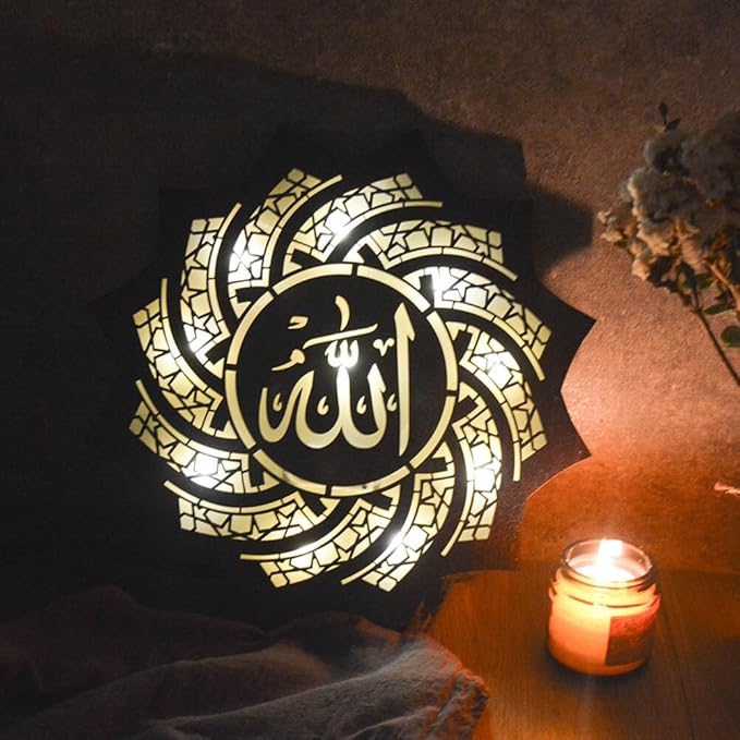 💐💐Dimensional Wooden Ramadan Glow Night Light Decoration Set