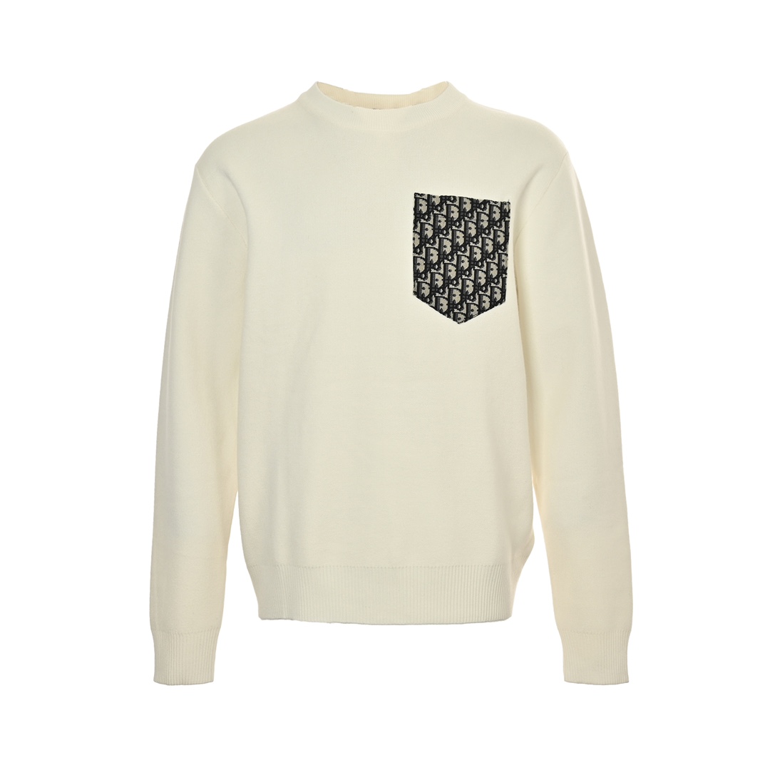 Dior 24Fw pocket monogram patch knitted pullover sweater