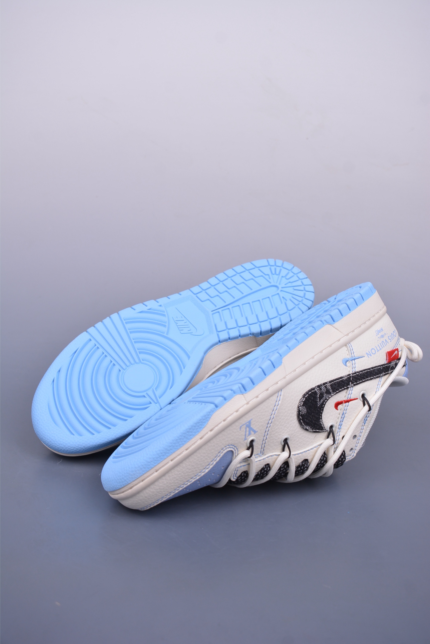 LV x Nike SB Dunk Low sneakers white, black and blue FC1688-219