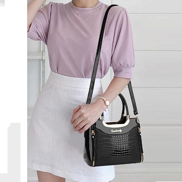 👜👜Women's crocodile print crossbody handbag