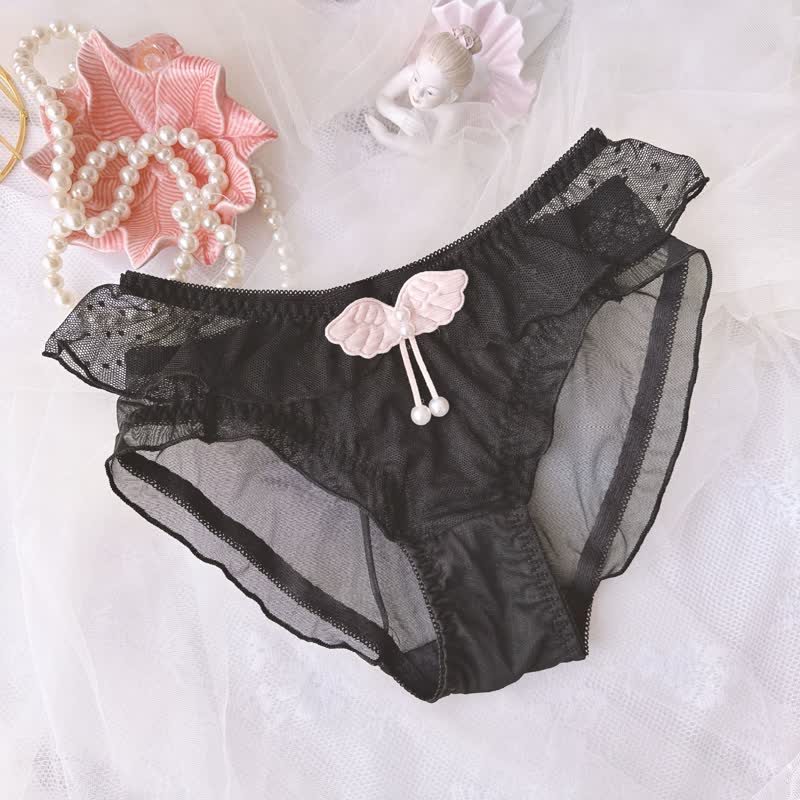 Wings Decor Lace Mesh Panty