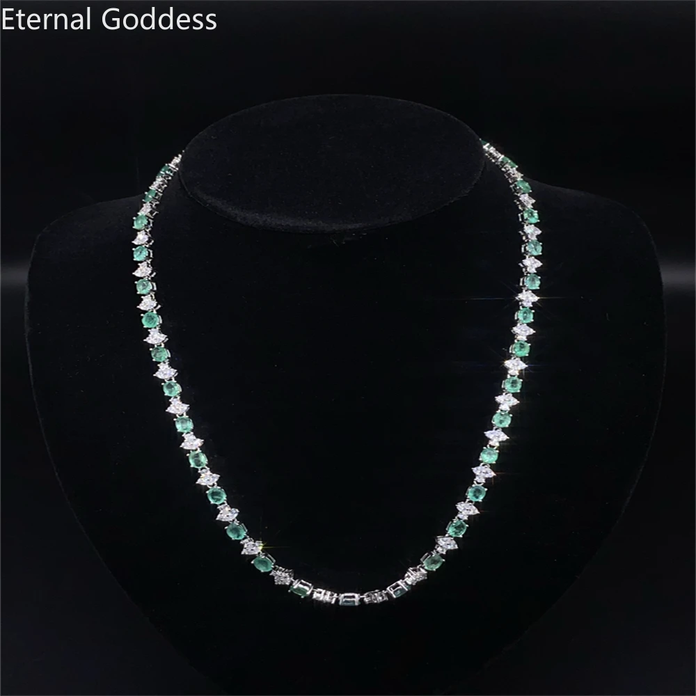 Pendant Fine Jewelry 925 Sterling Silver Inlaid Natural Emerald Woman's Fashion Two Wear New Pendant Necklace Support Test