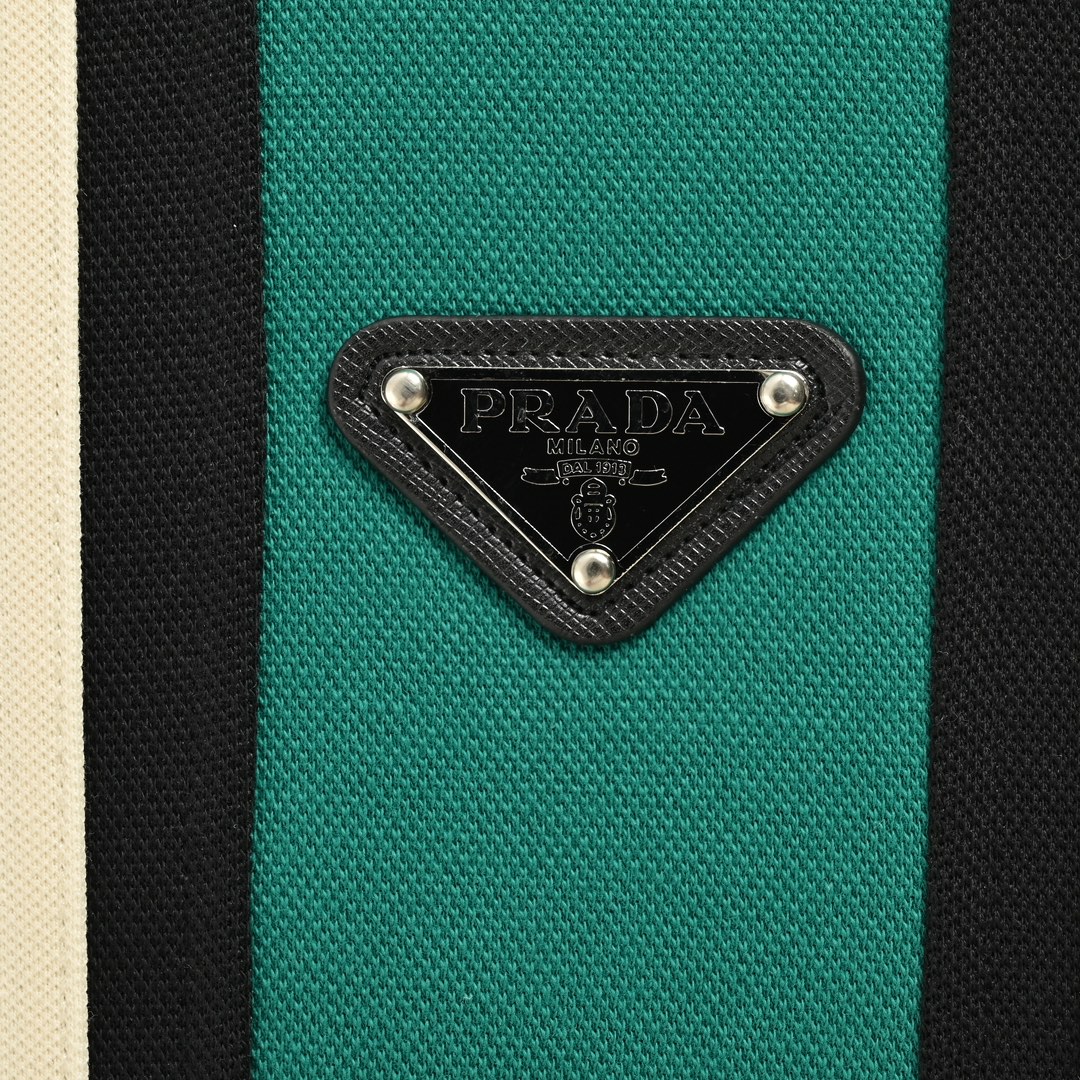 Prada 24Fw triangle logo green ribbon patchwork suit jacket
