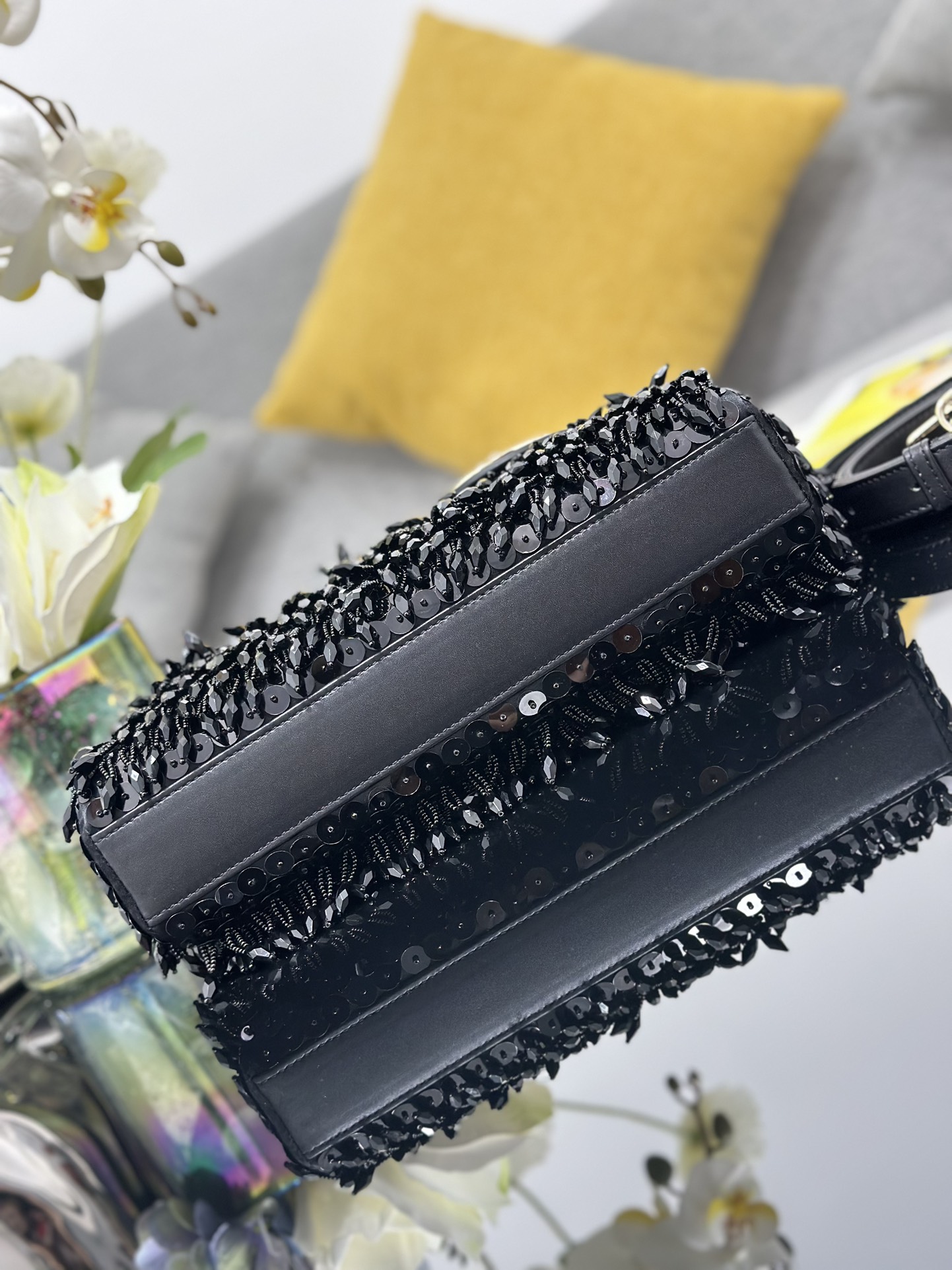 Dior Lady D-Joy Medium Embroidered Tassel Black M0540