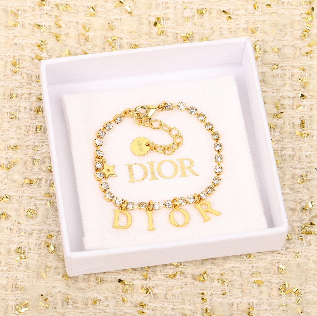 Dior alphabet rhinestone bracelet