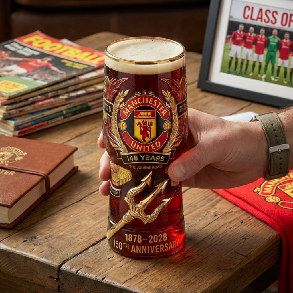 Manchester United 150th Anniversary Commemorative Glass