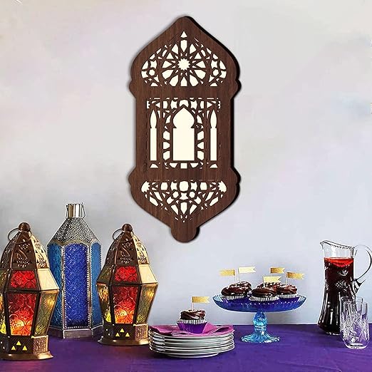 💐💐Dimensional Wooden Ramadan Glow Night Light Decoration Set