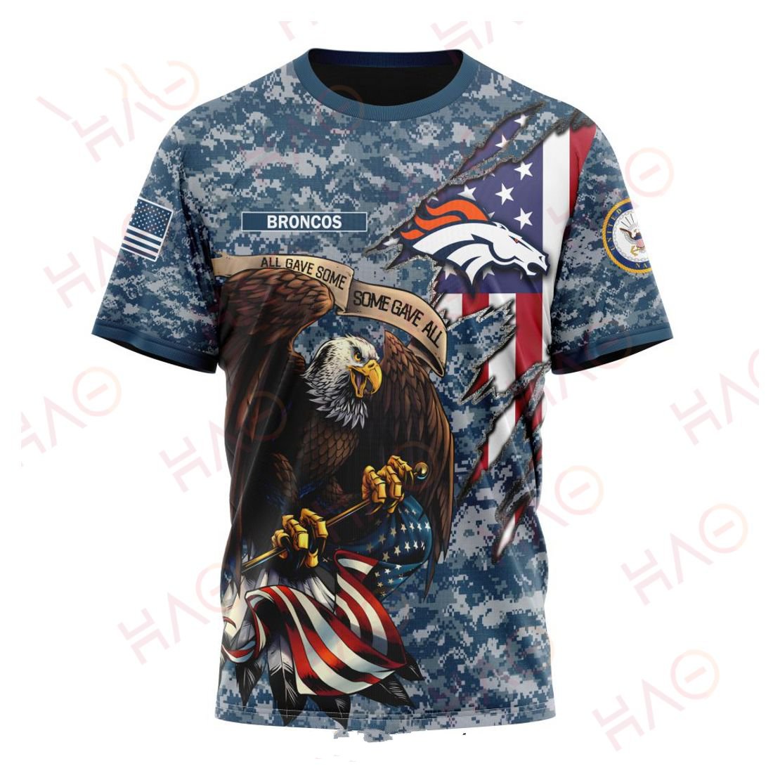 DENVER BRONCOS 3D HOODIE US NAVY VETERANS