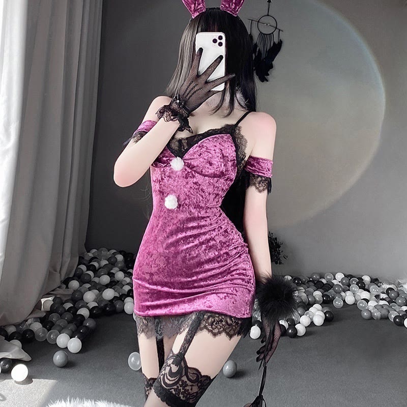 Cosplay Bunny Lace Backless Lingerie Dress