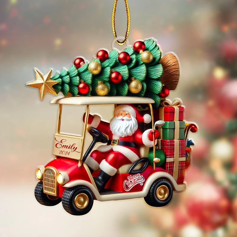 Personalized Golf Cart 2D Christmas Ornament