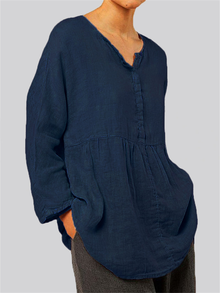 Comfy A Line Pleated Button Up Tunic