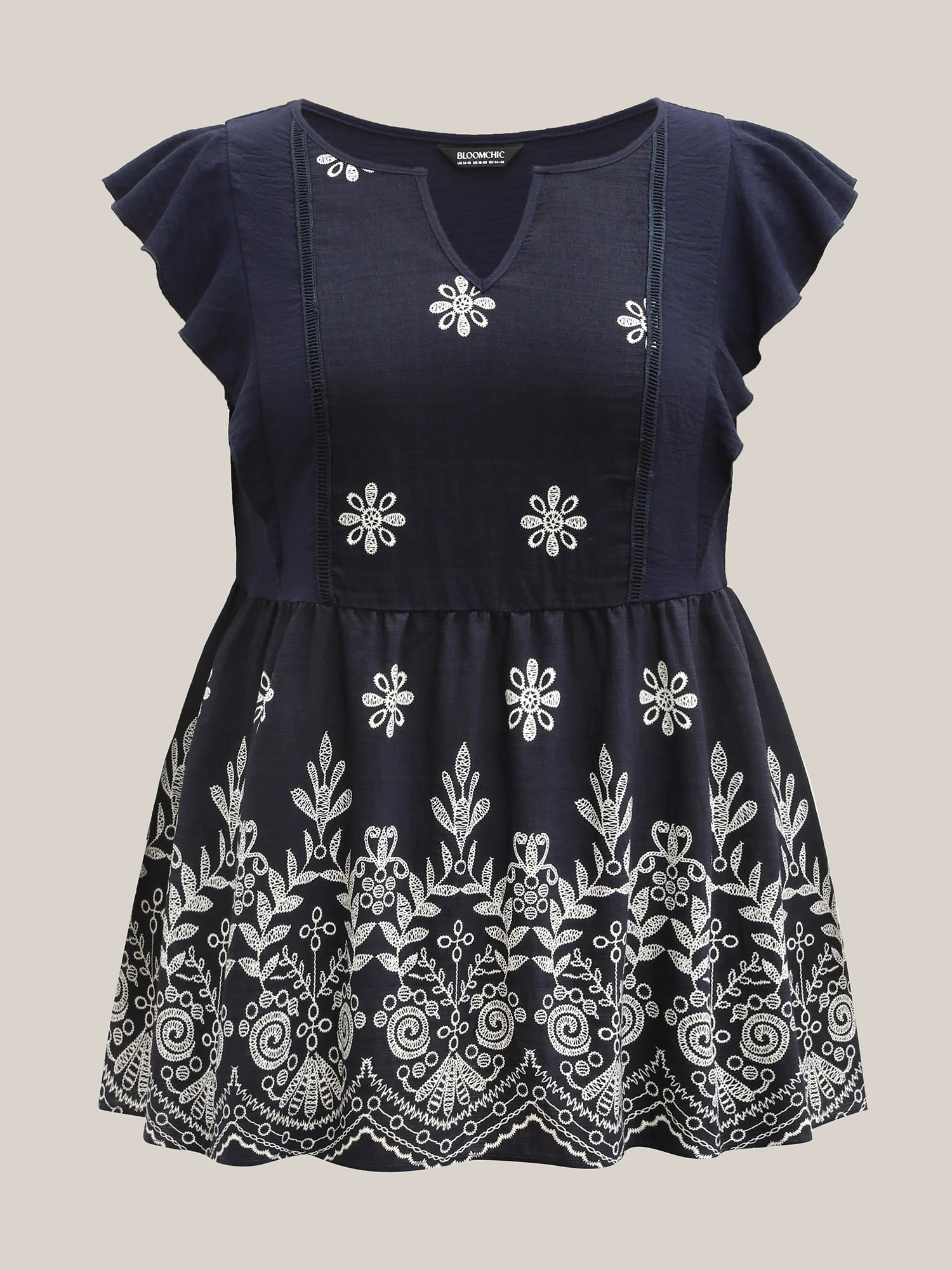 Floral Boho Print Ruffled Plain Blouse