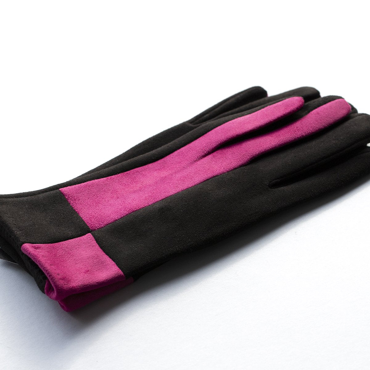 Harlequin Colourblock Suede Effect Gloves