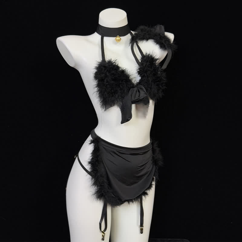 Cosplay Bunny Maid Plush Backless Lingerie Set
