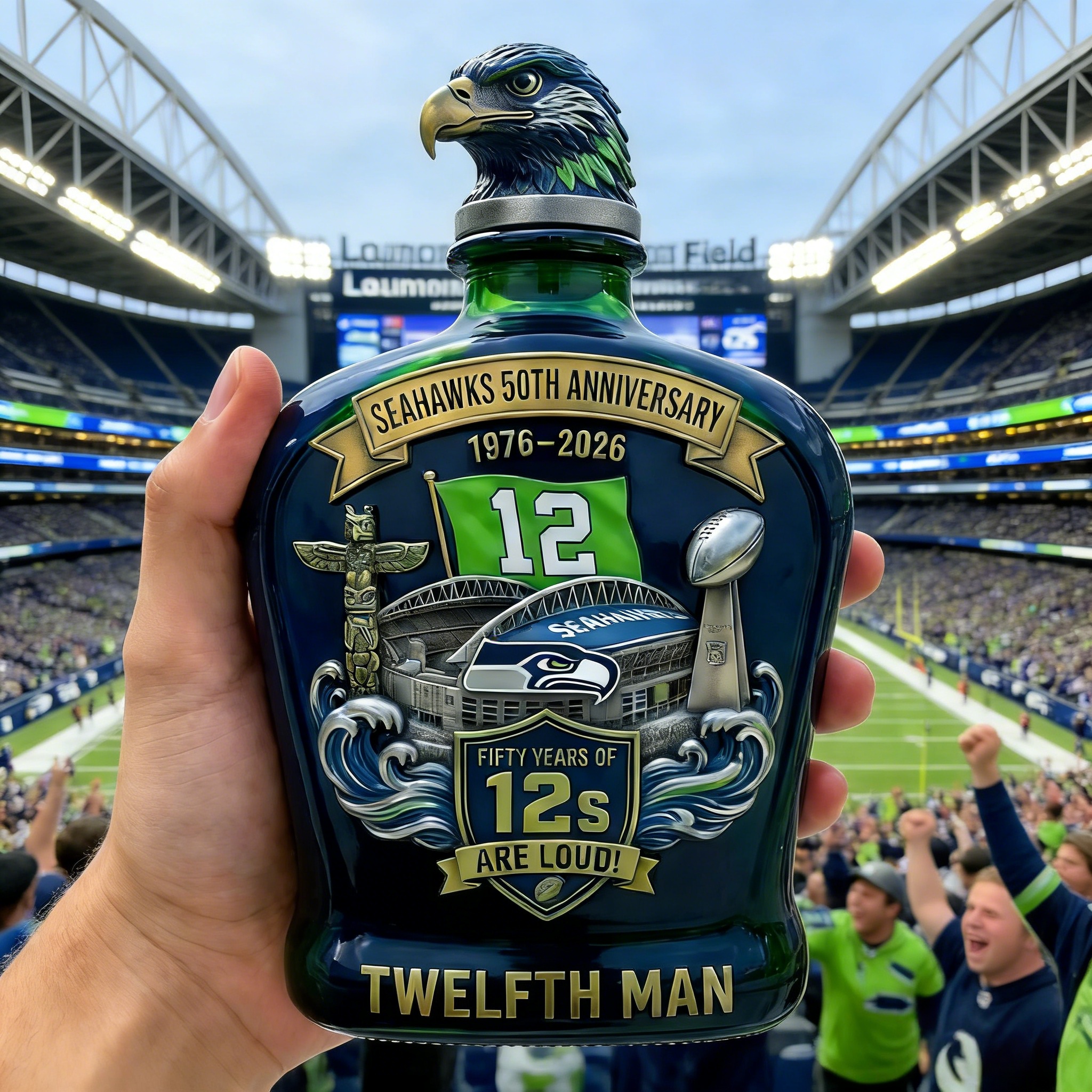 Seahawks 50th Anniversary Whiskey Decanter