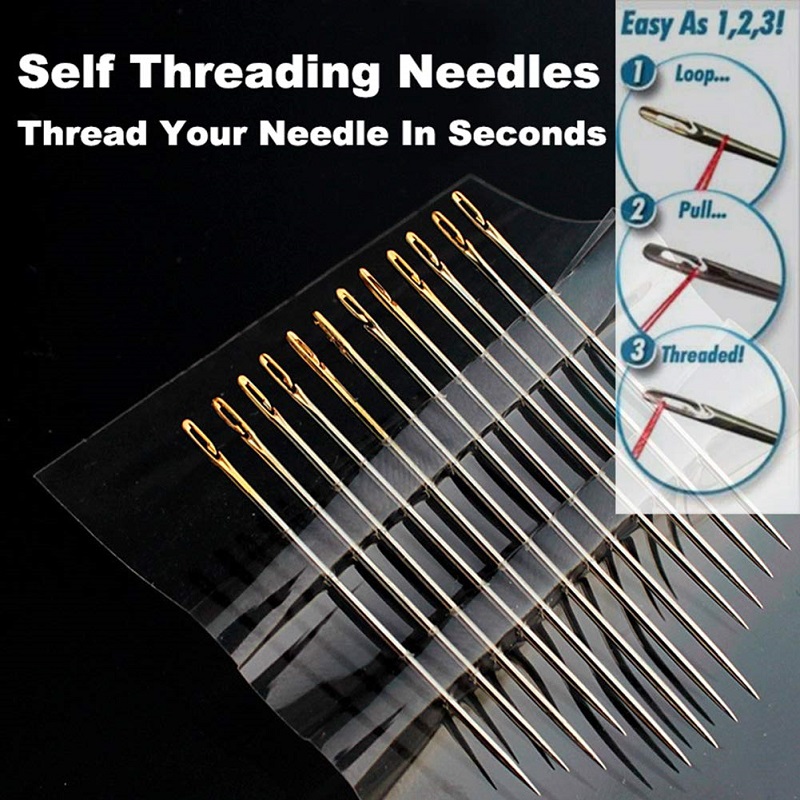 (🔥Last Day Promotion - 50% OFF)Self-threading Needles Set(12 Pcs Needles+Rosewood Storage Tube)- BUY 3 SETS GET 1 SETS FREE NOW