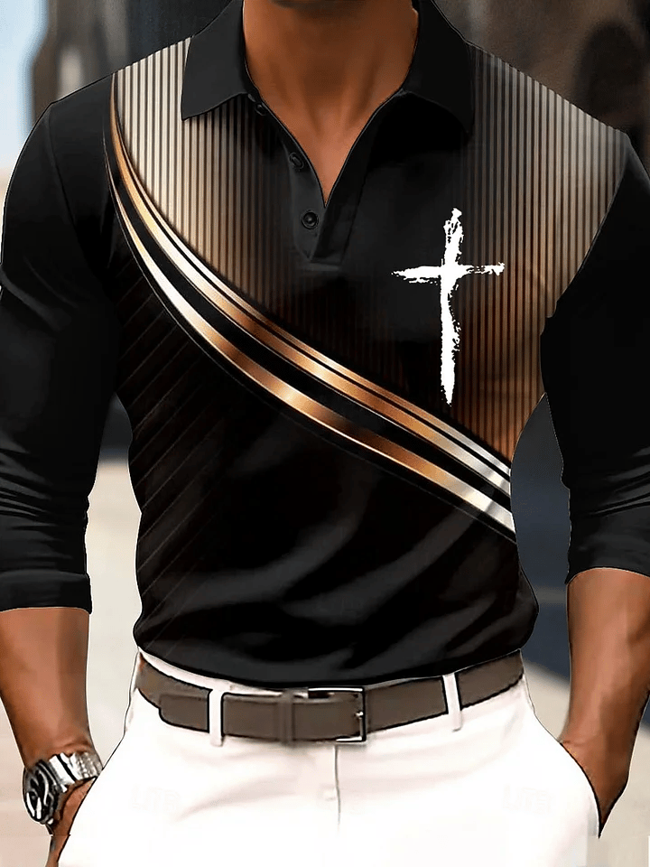 Men's Cross Faith Long Sleeve Polo Shirt