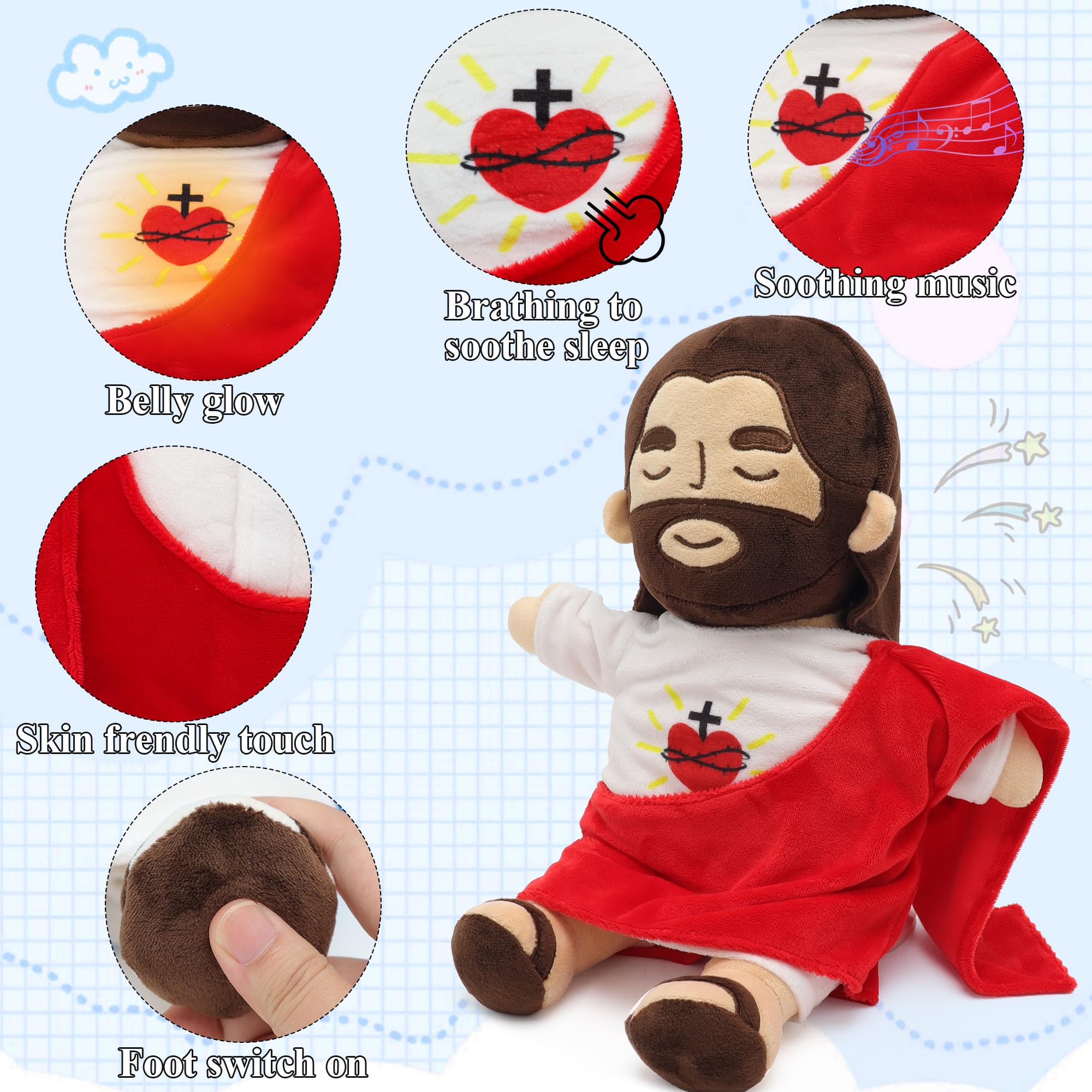💖Heart of Jesus Toy Savior Doll  - 🤗Soothing Jesus Plush Toys with Light🕊️